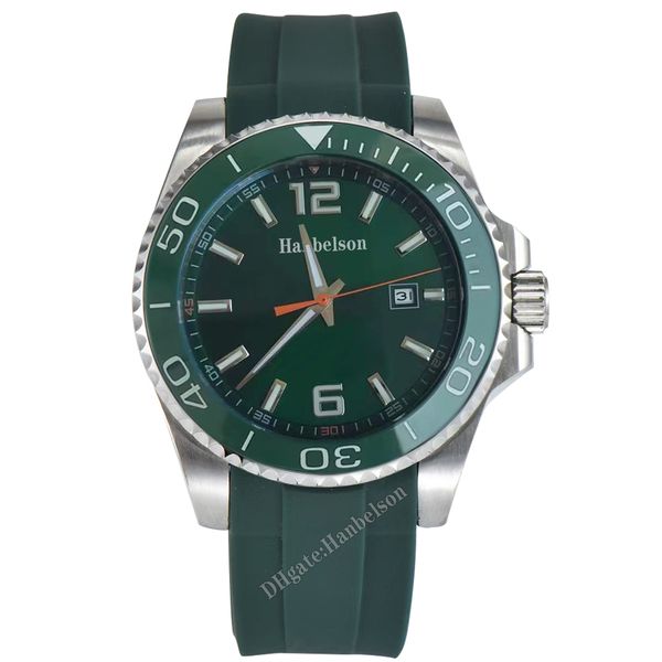 Reloj verde reloj automático movimiento mecánico de pulsera bisel de cerámica luminosa manos deportivas correa de goma