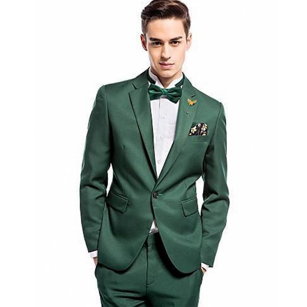 Smokings de mariage pour hommes verts Slim Fit One Button Groom Wear Formal Best Men Blazer Suits (Veste + Pantalon)