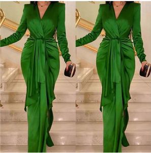 Robes de bal de sirène verte longue Sheeve plus la taille élégante robe de soirée formelle robe personnalisée