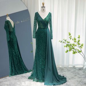 Vestidos de Noche verdes de sirena Sharon Said Emerald Dubai para mujer, sobrefalda Aqua para boda, vestidos largos de fiesta de talla grande Ss132