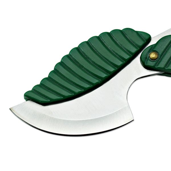 Verde Mini cuchillo de bolsillo plegable Forma de hoja Estilo Llavero Cuchillo Campamento al aire libre Cuchillo de fruta Camping Senderismo Herramienta de supervivencia GGB2254