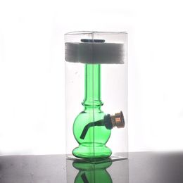 Vert mini narguilé Voyage verre coloré eau dab rig bong tabac pipe Recycler Ash Catcher avec bol d'herbes sèches en métal downstem