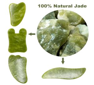 Groene natuurlijke jade Guasha Scrapping Plate Gua Sha Massager Face Meridian Scrapping Plaat stuk massagegereedschap ARM MASSAGE TOOL4421430