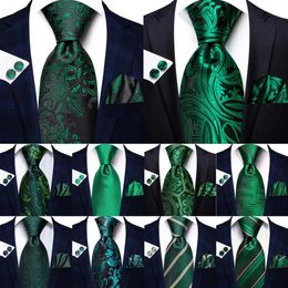 Groene Paisley Zijden Elegent Stropdas Voor Mannen Handky Manchetknopen Stropdas Mode Business Party Bruiloft Dropshiping Hi-Tie Designer 240323