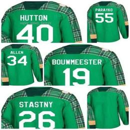 Groen Patricks Day St. Blues Carter Hutton 55 Colton Parayko 19 Jay Bouwmeester 34 Jake Allen 26 Paul Stasy Blank Hckey Jerseys 4313 7723