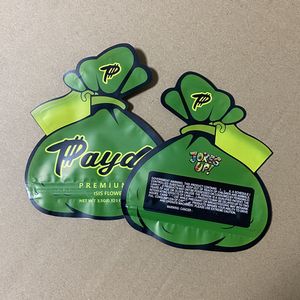 Sacs d'emballage en forme d'irregar Green Payd Premium Mylar 3,5 g Paquet de fleurs 3,5 grammes Sac d'emballage personnalisé en plastique découpé avec des paquets de plaisanterie