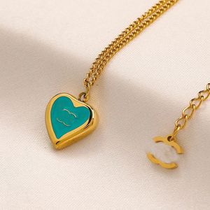 Groene perzik hart Klassieke designer 18K vergulde c letter hanger RVS ketting Perzik hart ketting voor dames bruiloft sieraden geschenken