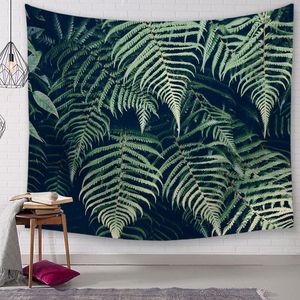 Groene plant blad bladeren tapestry lente zomer muur kunst muurschildering decoratie tropisch varen opknoping tapijt huis salon decor