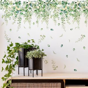 Plantes vertes décalcomanies murales de fleur pour le salon Décor de chambre à coucher