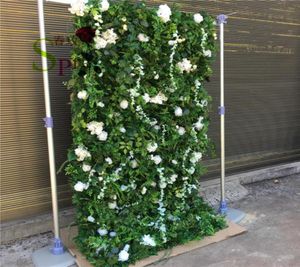 Plantes vertes Roses Hydrangea Penoy Mur de fleur artificielle pour fond de mariage Fleurs décoratives Wreaths2780030