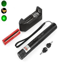 Laser de pointeur vert 532NM 500MW 303 Laser stylo réglable High Power Starry Head Burning Match Lazer avec chargeur Battery Y200727769726559