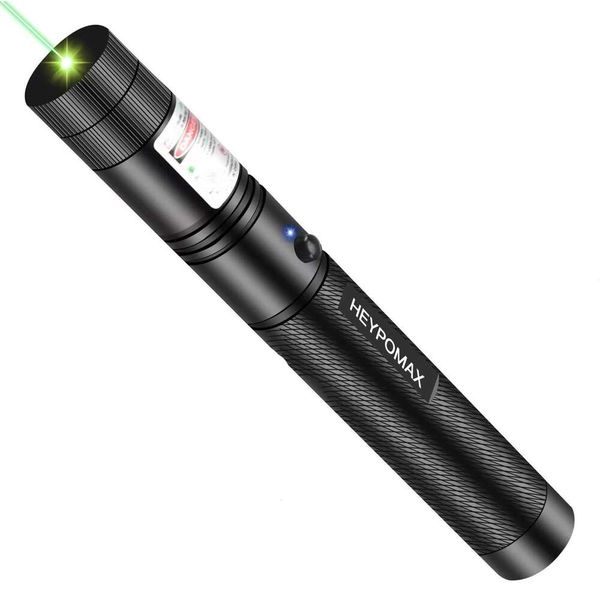 Puntero verde Láser de largo alcance Linterna alta Puntero de energía recargable USB con tapa de estrella Enfoque ajustable Adecuado para caminatas