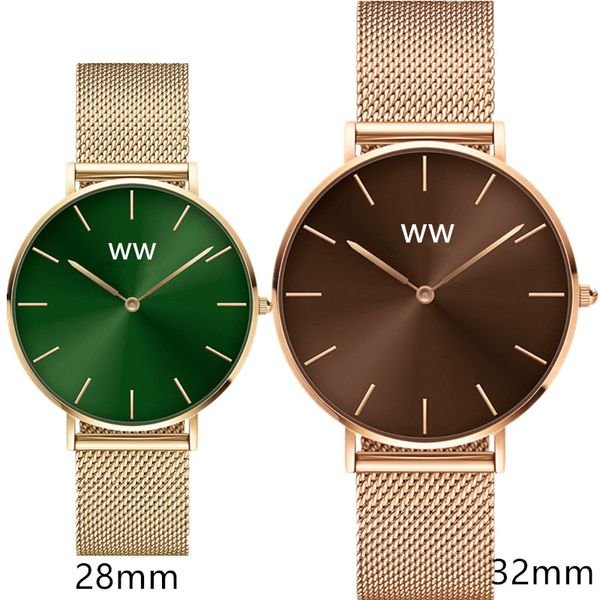 vert pur acier inoxydable WW 3A 11 dw dames montres supérieure or rose montre-bracelet mode mouvement japonais montre à quartz Montre de luxe