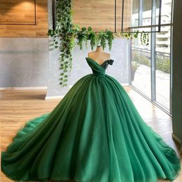 Groene Quinceanera Jurken Baljurk Sexy V-hals Gelaagde Ruches Tule Grote Maat Formeel Feest Gala Evening303l