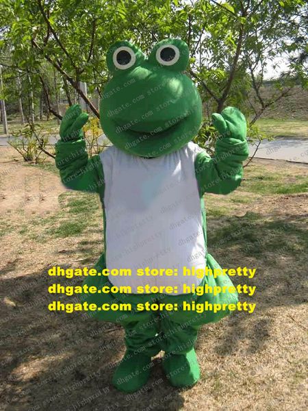 Costume de mascotte adulte grenouille verte Rana avec gros ventre blanc mascotte personnage de dessin animé tenue de fête costume n ° 93