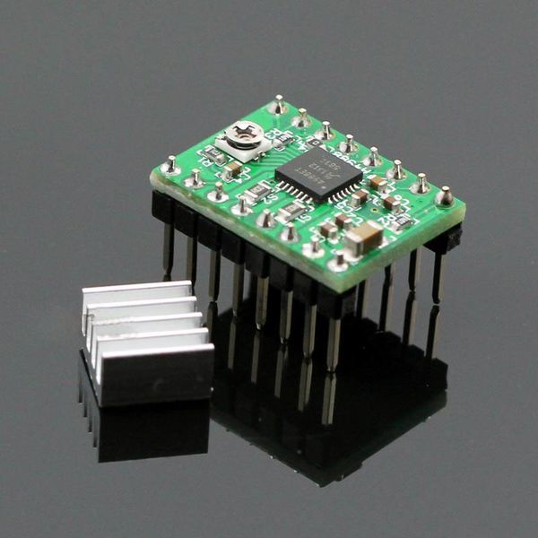 Módulo controlador de motor paso a paso A4988 verde/rojo para impresora 3D Reprap con disipador de calor B00174 BARD