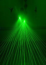 Groene rode laserhandschoen met 4 stcs 532 nm 80 MW LED -lasers lichtdansende podium Luminous Palm Lights Handschoenen voor DJ Club KTV Show Handschoenen1538441