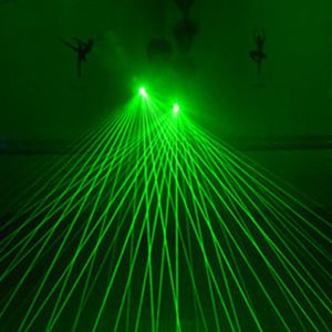 Groen Rood Laser Handschoen Met 4 stks 532nm 80 mW LED Lasers Licht Dansen Podium Lichtgevende palm lichten Handschoenen Voor DJ Club KTV Show Gloves271L