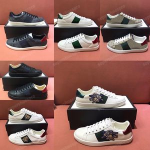 Vert Rouge Chaussures Marque Designer Baskets Mode Femmes Hommes Chaussures En Cuir Broderie Baskets Doux Sneaker Abeille Tigre Blanc À Lacets Bas-haut Bout Rond Marche