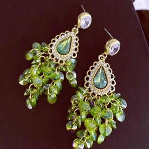 Green Rock Crystal Earrings Wedding Accessories edelsteen sieraden voor feestavond 288Y