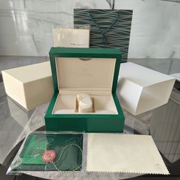 Boîte de montre Green Rolex Box Luxury Men's Watch Boxes Original Inner et Extérieur Woard's Watch Case Men's Rolej Watch Brochure Card Accessoires Certificat Handsbag Dhgate AAA