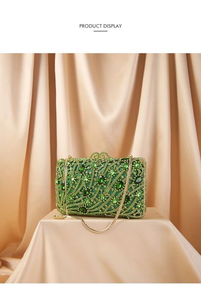 Vert/Rose or couleur strass diamant fête pochette sac à main cristal pierres précieuses femmes soirée pochettes sacs femme sac à main mariage 240112