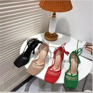 sandalias verdes tela de malla diseño de red antideslizante dama ropa casual sexual interior exterior grils zapatos de verano negro gris rojo café color tamaño de 6-12