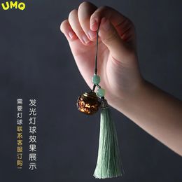 Sachet de Lotus en bois de santal vert, Style chinois, pendentif, chaîne de téléphone portable, pilules parfumées, sac de voiture creux, 240122