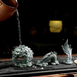 Adorno de dragón chino de piedra arenisca verde, té creativo, mascotas, micropaisaje, pecera, bonsái, decoraciones para el hogar 240130