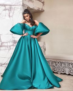Groen Satijn Elegante Galajurken Kapmouwtjes Lieverd Kristallen Staaflijst Lange Baljurk Avondjurken Arabisch Sukienki s