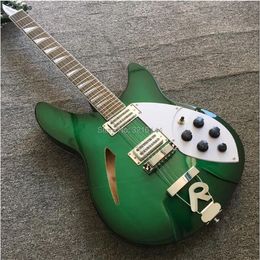 Guitare électrique Rick 360 à corps semi-creux vert, 12 cordes, couleur Cherry burst, toutes les couleurs sont disponibles, vente en gros