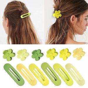 Pinces à cheveux série verte, pinces à cheveux en acrylique mat, épingles à cheveux antidérapantes, Barrettes BB, Clip latéral coréen, accessoires pour cheveux pour filles