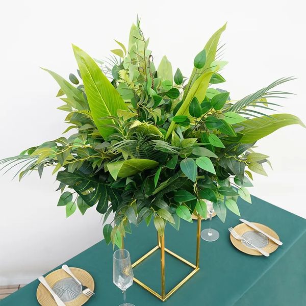 Série verte Table de mariage Centre de table Boule Feuille d'eucalyptus Palmier Arrangement floral Banquet Événement Fête Route Plomb Étage Fleur imake911