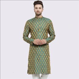 Chemise verte kurta indienne pour hommes vêtements traditionnels de style ethnique sud-asiatique