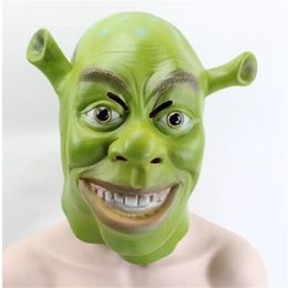 Máscaras de látex de Shrek verdes, accesorio de película para Cosplay, máscara de fiesta de animales para adultos, disfraz de fiesta de Halloween, vestido elegante, bola GC1254