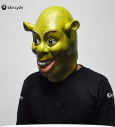 Máscaras de látex de Shrek verdes, accesorio de película para Cosplay, máscara de fiesta de animales para adultos para Halloween1330746