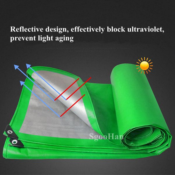 Silver verde 0.32 mm PE Tarpaulin Tapado a prueba de lluvia Jardín de vela Vail Camión Tarp Tarp Pet House Cubierta de tela impermeable