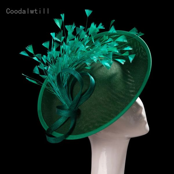 Green Sinamay Fascinator Hat Femme Chef de mariage Headwear Party Wames Dames Kenducky Race Fascinateurs Clip Clip CHAPEAU 240401