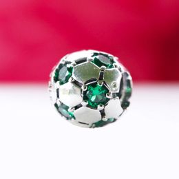 Breloques de Football scintillantes vertes pour Bracelets, kits de fabrication de bijoux à bricoler soi-même, perles amples, cadeau en argent Sterling 925, 790444CZN
