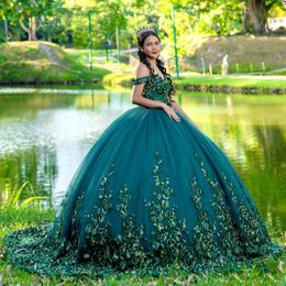 Зеленые блестящие платья Quinceanera 2024 Формальная роскошная вечеринка с бисером и кружевными аппликациями Sweet 15 Платье Выпускной бал Gwon Пром платья