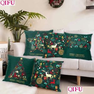 Green Stam Christmas Decorations Cotton Pillowcase Decoratie voor thuisfeestdecor Kerst Drop Delivery Garden Feestelijke Suppl Dhinh