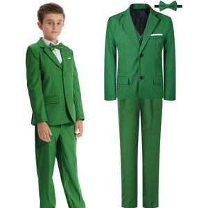 Costume vert pour enfants garçons St Patricks Day Outfit Set mariage de Pâques formel Gentleman vêtements porteur d'anneau effectuer smoking 4 pièces 240312