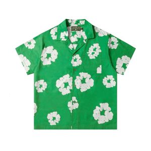 Groen t -shirt voor herenontwerper witte bloem borduurwerk gedrukt polo korte mouw mode mode t -shirt kleding zomer fz2405152