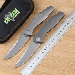 Espino verde, cuchillo plegable BIo hoja VG10 TC4 mango de titanio para acampar al aire libre práctico cuchillo de fruta herramienta EDC