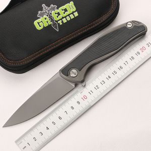 Espino verde F95 D2 hoja plegable de titanio TC4 aleación de titanio + mango G10, cuchillo de bolsillo de caza para acampar, práctica herramienta EDC de fruta