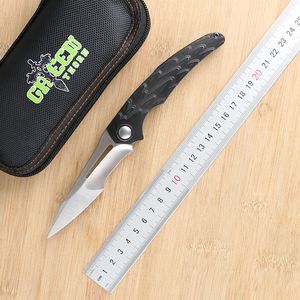 Hoja de pluma de espina verde m390 + clip trasero oculto + mango 3D de titanio TC4, utilidad para acampar al aire libre, cuchillo plegable para fruta, herramienta EDC