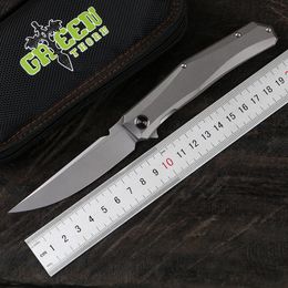 Groene doorn Mini Perzisch flipper mes D2 mes Titanium legering handvat Camping outdoor fruitmes praktisch zakmes EDC