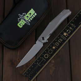 Mini cuchillo aleta persa de espina verde, hoja D2, mango de aleación de titanio, cuchillo de fruta para acampar al aire libre, cuchillo plegable práctico EDC