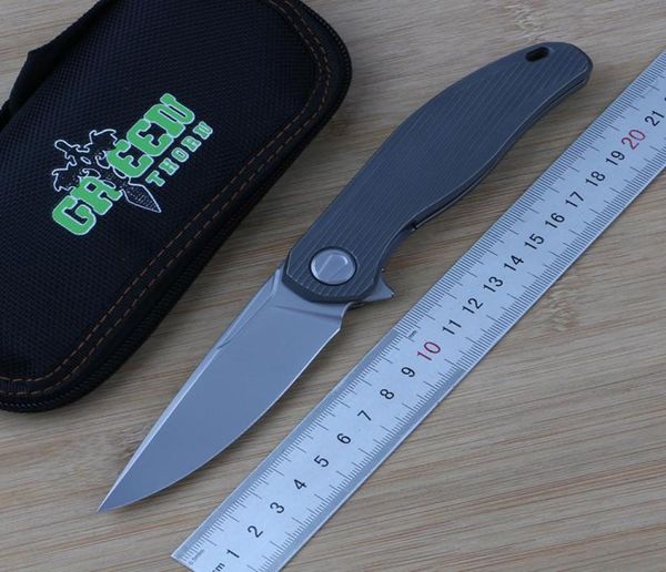 Cuchillo plegable práctico para acampar al aire libre, hoja VG10 con mango de titanio Stellar TC4, espina verde, herramienta EDC 7045330