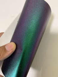 Film d'emballage en vinyle caméléon mat vert à violet pour voiture, 1,52x18 m/rouleau